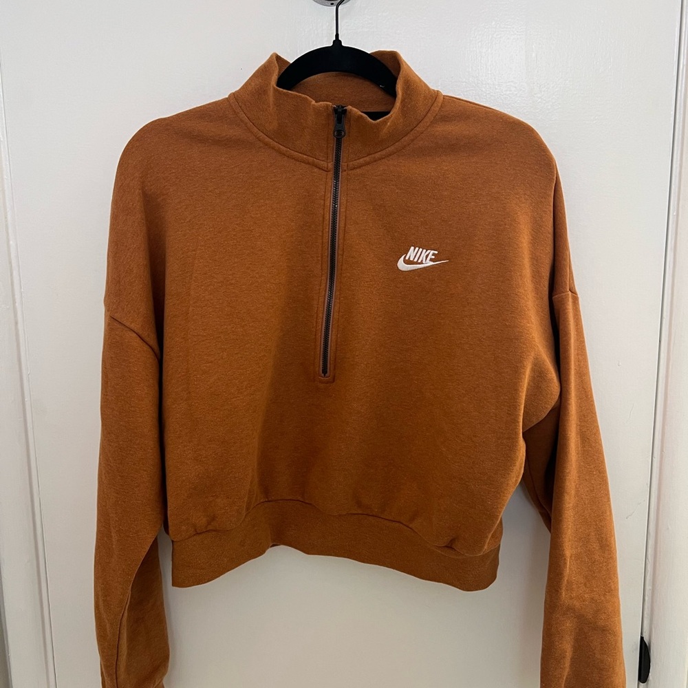 Nike Burnt Orange Cropped Quarter-Zip Pullover